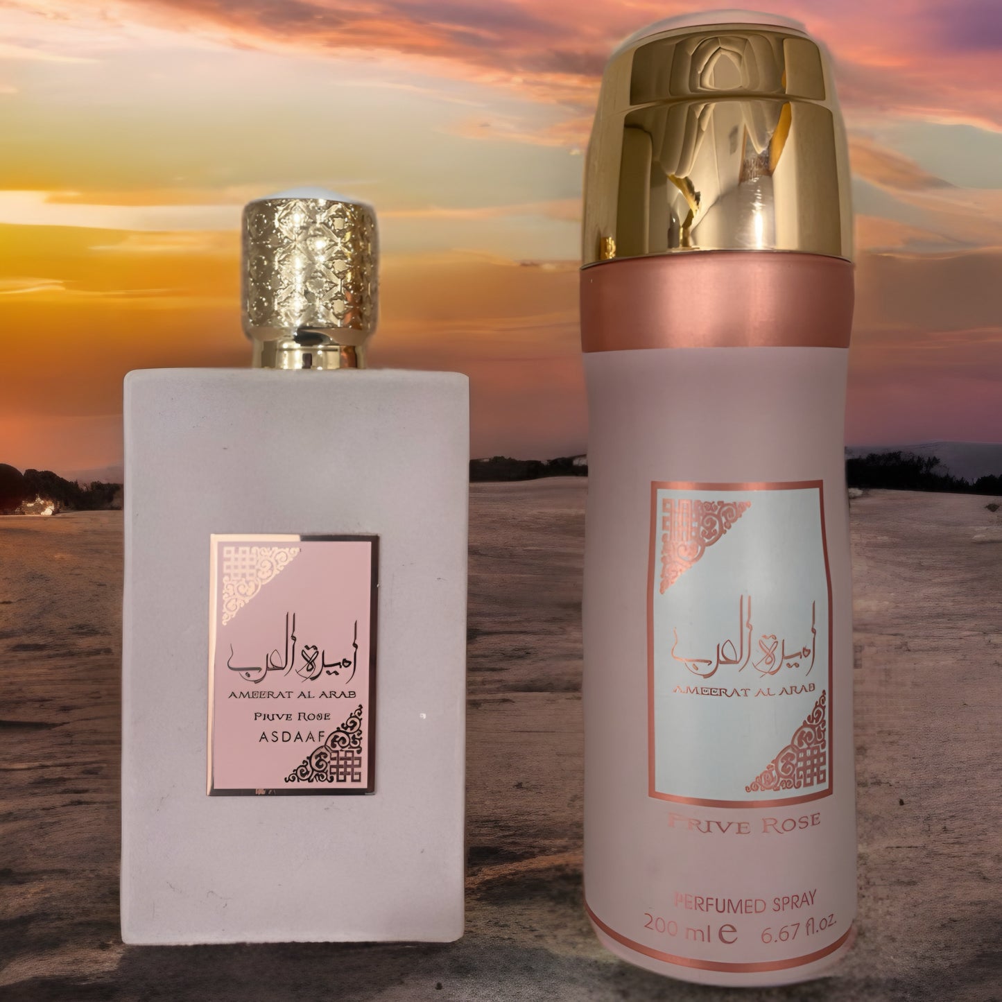 PACK 2 AMEERAT AL ARAB PRIVE ROSE 100 ml + PRIVE ROSE SPRAY 200 ml