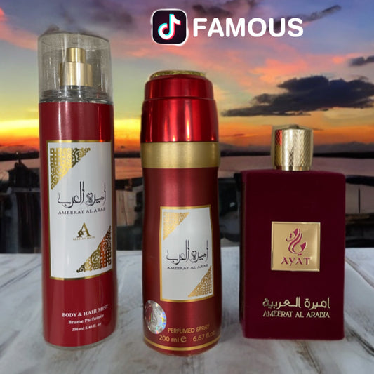 PACK 3 AMEERAT AL ARAB 100ml+SPRAY 200 ml + BODY HAIR MIST 250 ml